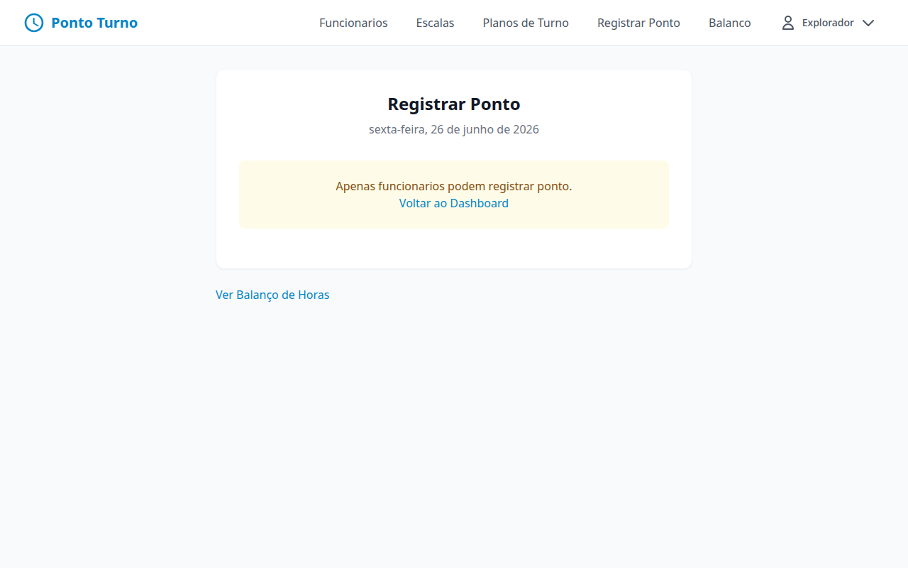 Tela de Registro de Ponto